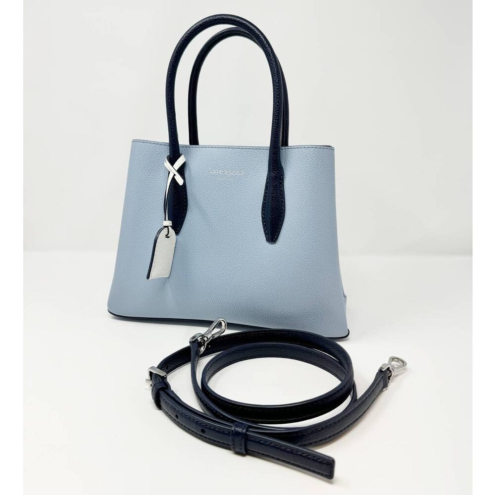 Kate Spade Small Eva Crossbody Leather Satchel Handbag in Blue Leather - Picture 2 of 7